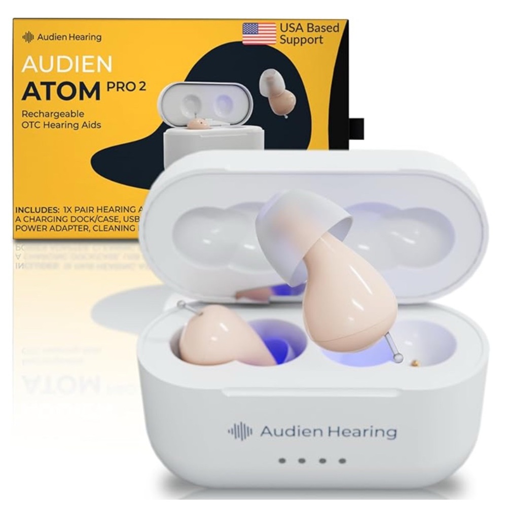 Auden Hearing Atom Pro 2 Wireless Rechargeable OTC Hearing Aid Premium Comfort